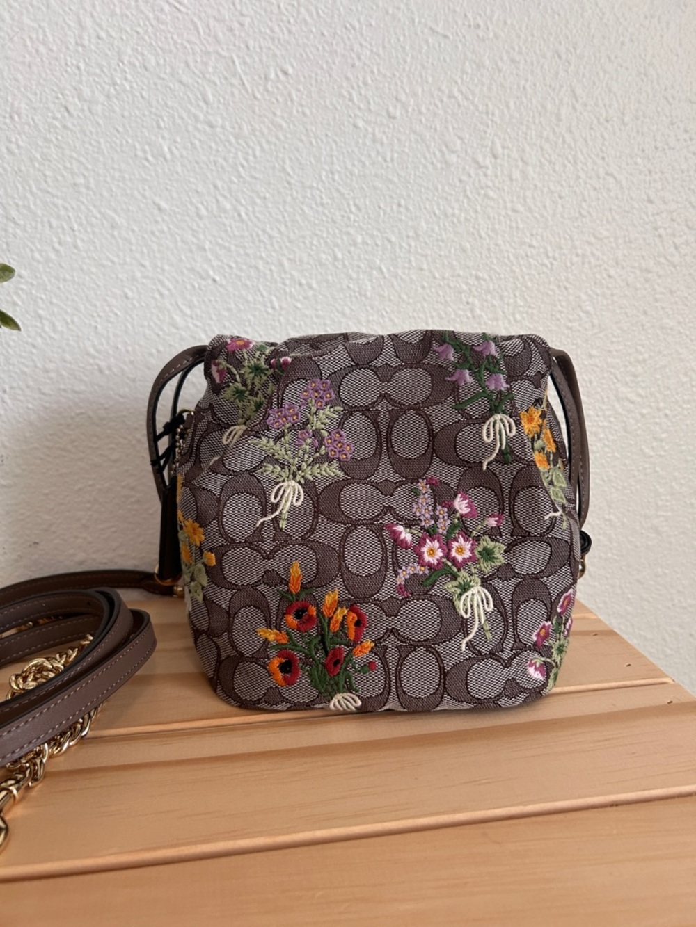 NWT🌷Coach Faye Mini Drawstring Bag
Signature Jacquard With Floral Embroidery - Picture 5 of 10